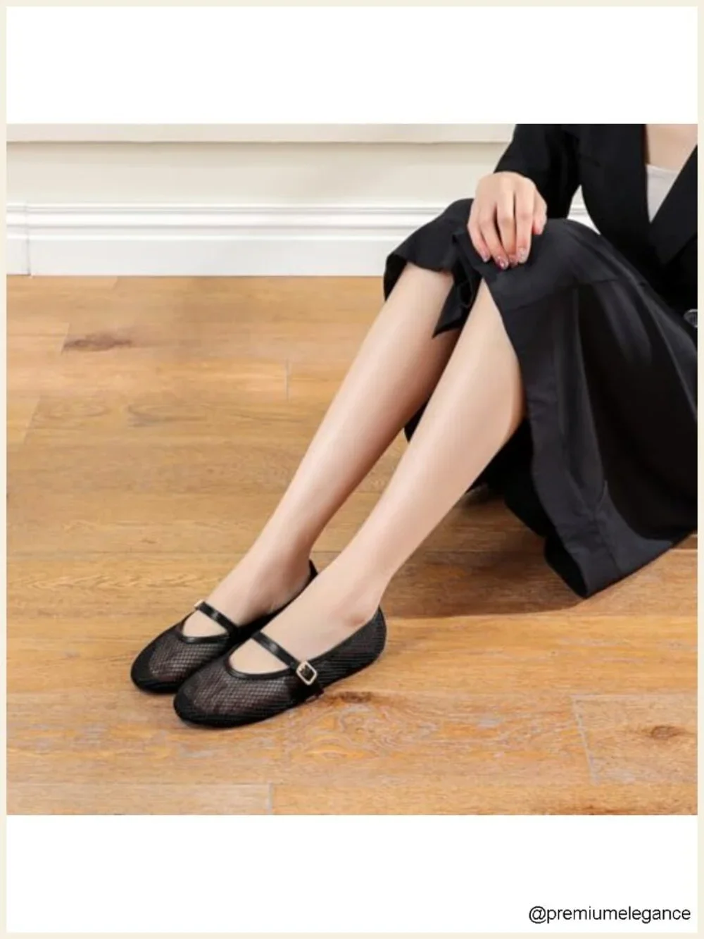 Double-Layer Mesh Ballet Flats with Mary Jane Buckle, Cushioned Latex Insole,